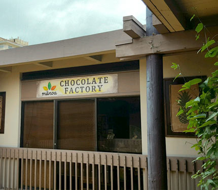 Mānoa Chocolate Factory sign and store