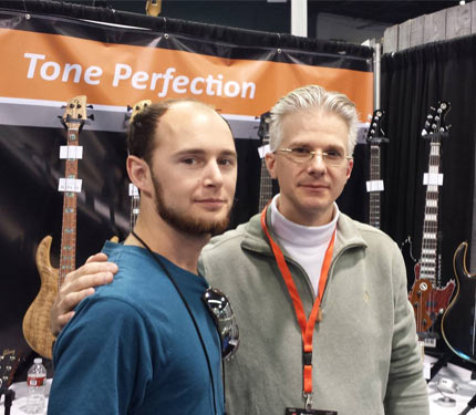 Rob Elrick of Erlick bass guitars with Daniel Panza of Pearl Works